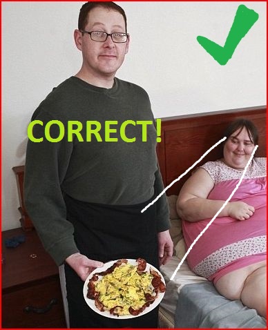 Man puts plate of food near his crotch, bbw is hungry for his food/dick